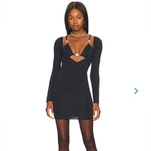 NWT $198 Revolve Lovers & Friends Beverly Mini Black Gold Dress Size Small